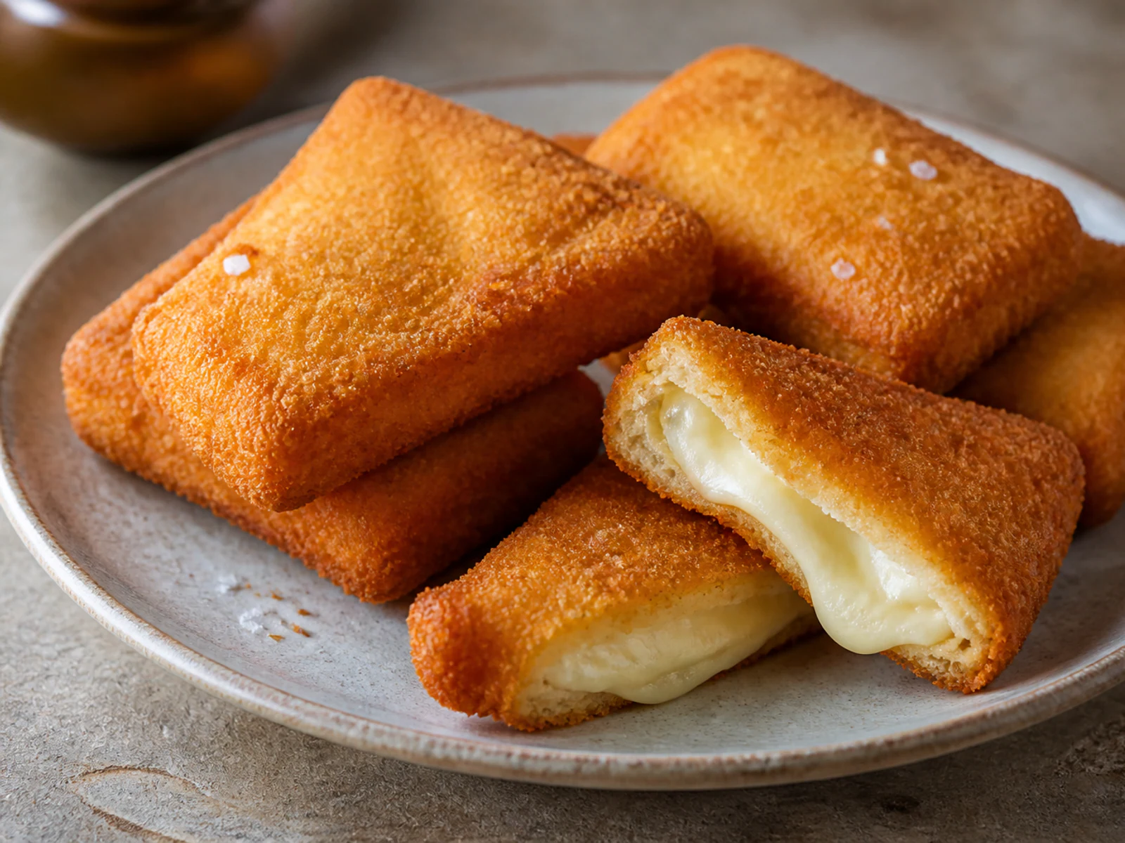 Golden breaded mozzarella in carrozza with a molten cheese centre