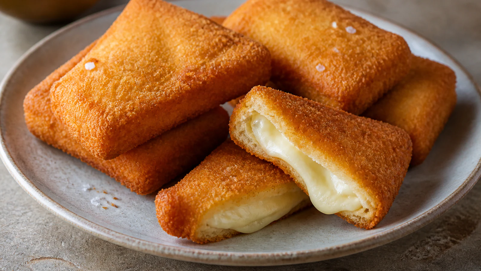 Golden breaded mozzarella in carrozza with a molten cheese centre